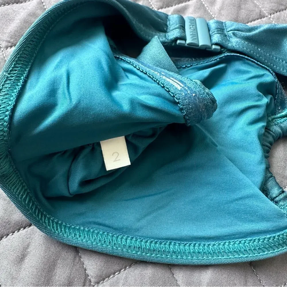 Zimmermann Cassia Ring Bandeau Bikini Top in Teal Size 2